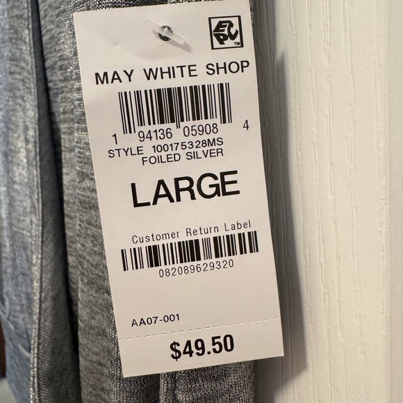 INC Silver Shimmer Sleeveless V-Neck Wrap Blouse with Tie Front - Picture 5 of 6